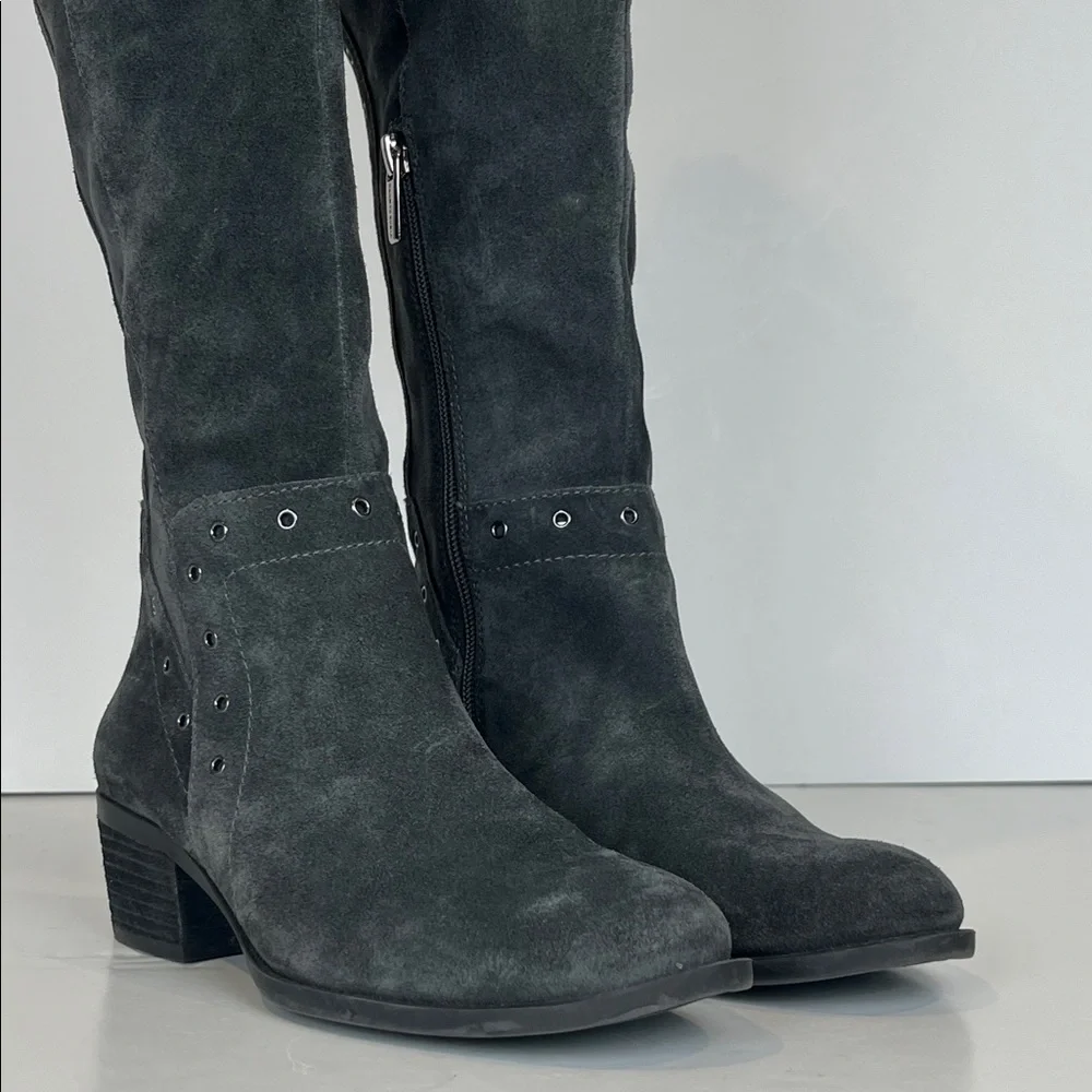 Vince Camuto Bestan‎ Gray Over-the-Knee Women's Boots Grommet Accents SZ 6.5
